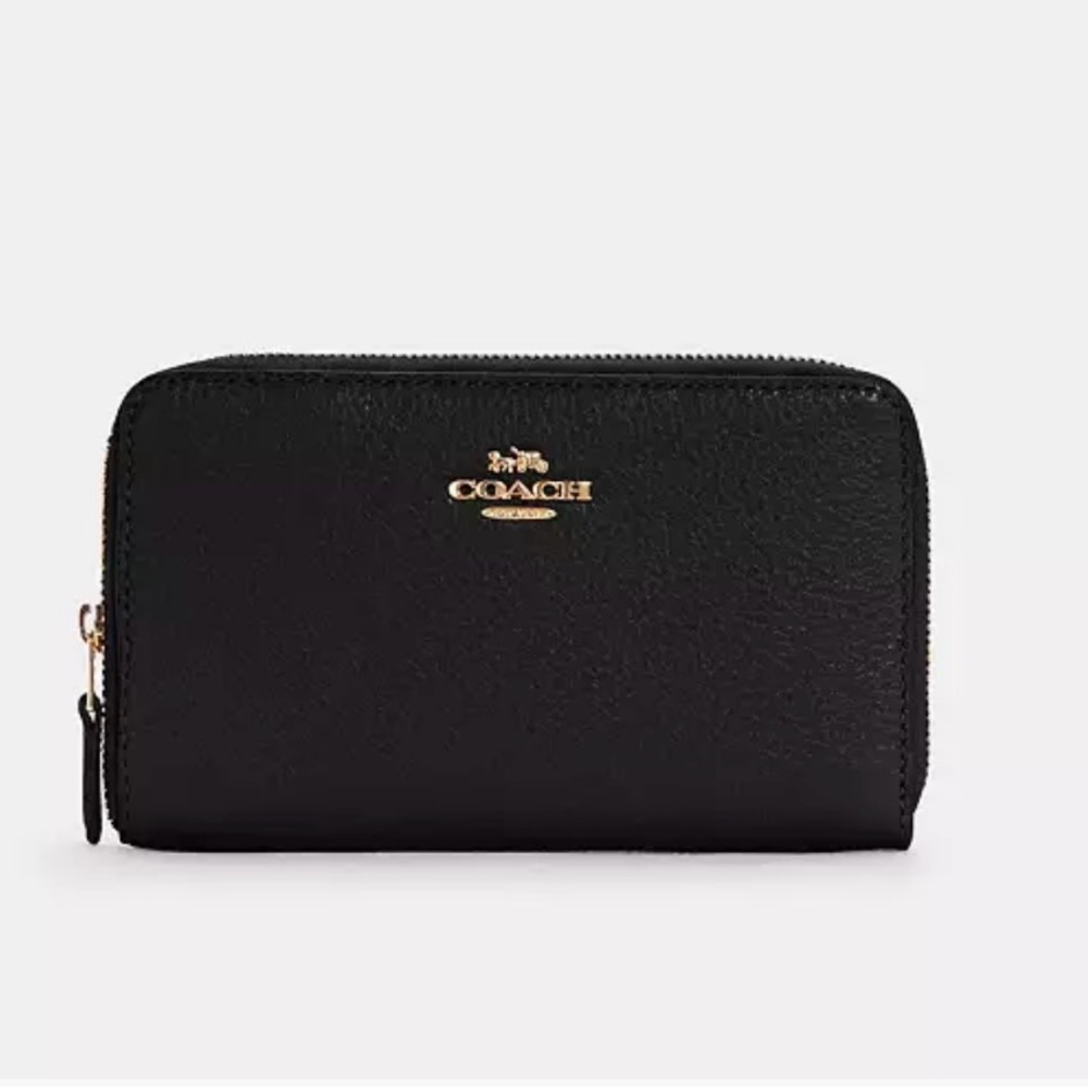 Coach Black Leather Zip Wallet